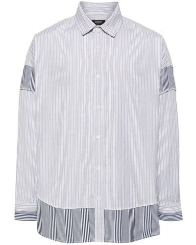 FIVE CM Striped Paneled Cotton Shirt - White
