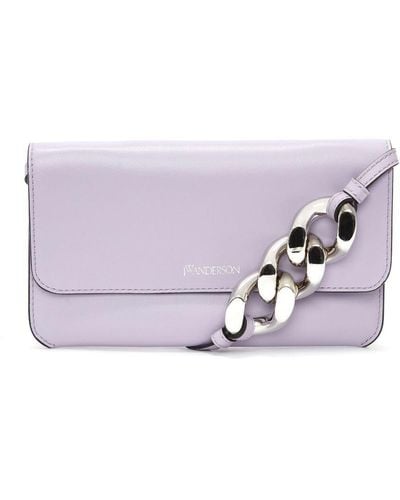JW Anderson Chain-detail Phone Leather Pouch - Purple
