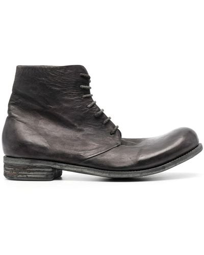 A Diciannoveventitre Round-toe Leather Boots - Black