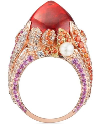 Anabela Chan 18kt Rose Gold Vermeil Goldenberry Sugarloaf Gemstone And Pearl Ring - White