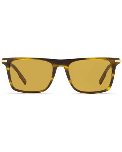 Zegna Eckige Sonnenbrille in Schildpattoptik - Gelb