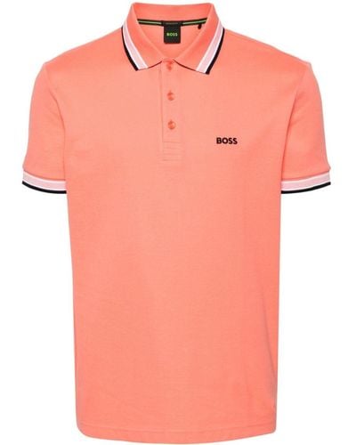 BOSS Logo-embroidered Piqué Polo Shirt - Orange