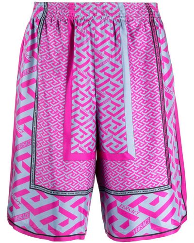 Versace La Greca Panelled-print Bermuda Shorts - Multicolour