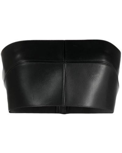 Roberto Cavalli Strapless Leather Bandeau Top - Black