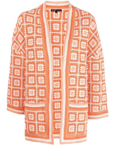 Maje Mathiou Patch-style Crochet Cardi-coat - Orange