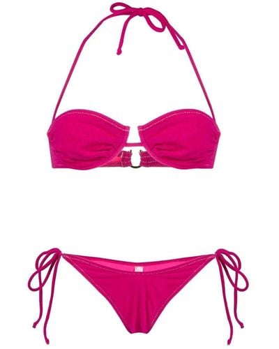 Reina Olga Penny Ruched-detail Bikini Set - Pink