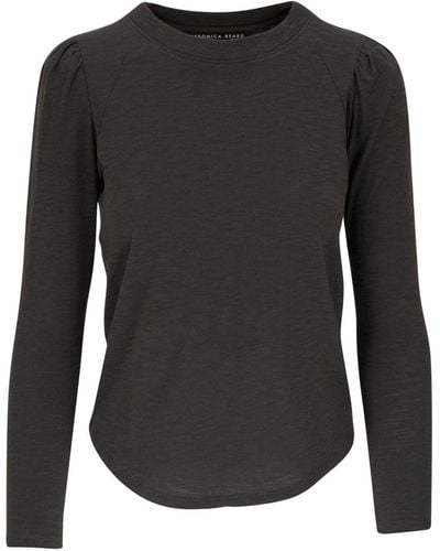 Veronica Beard Mason Long-sleeve Cotton T-shirt - Black