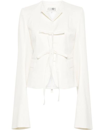 MM6 by Maison Martin Margiela Extra-Long-Sleeves Twill Blazer - White