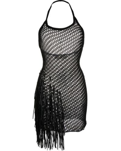 1017 ALYX 9SM Fringe-trim Crochet-knit Mini Dress - Black