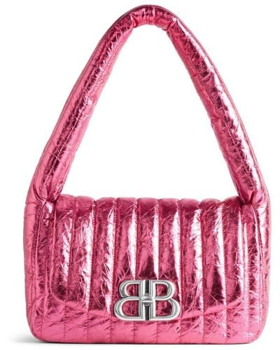 Balenciaga Small Monaco Leather Shoulder Bag - Pink
