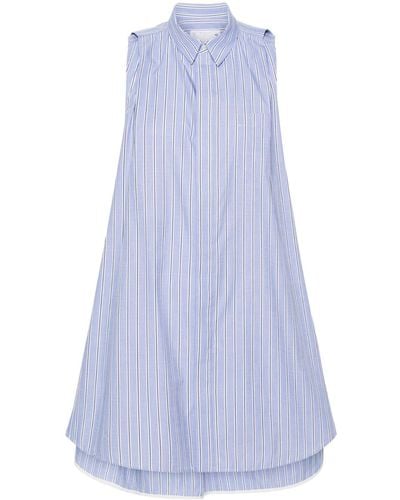Sacai Sleeveless Striped Cotton Dress - Blue