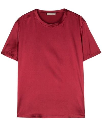 Blanca Vita Crew-neck Satin T-shirt - Red