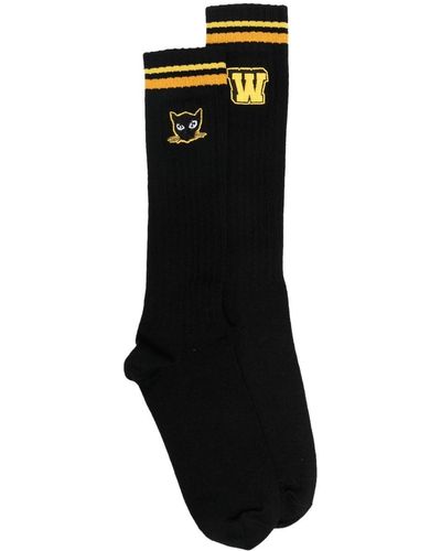 Off-White c/o Virgil Abloh Striped Stretch-wool Socks - Black
