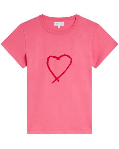 agnès b. Graphic-print Cotton T-shirt - Pink