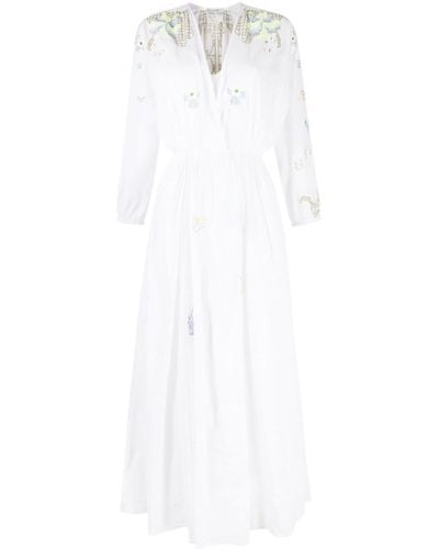 Forte Forte Maxi-jurk Met Geborduurde Bloemen - Wit