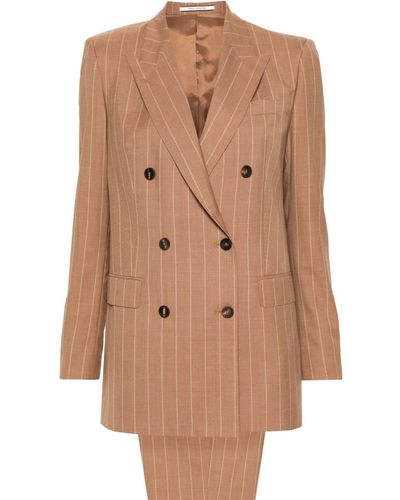 Tagliatore Jasmine Striped Double-breasted Suit - Natural