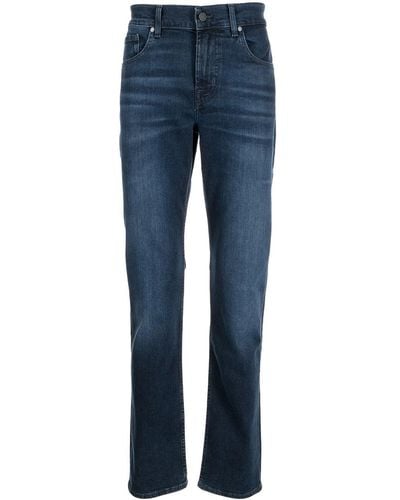 7 For All Mankind Straight-leg Cotton Jeans - Blue