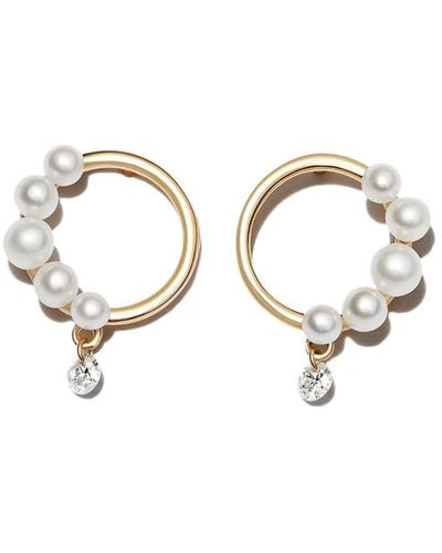 PERSÉE 18kt Yellow Gold Pearl And Diamond Stud Earrings - Natural