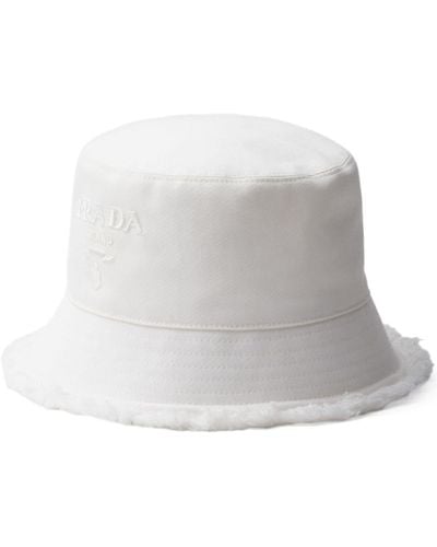 Prada Logo-embroidered Bucket Hat - Gray