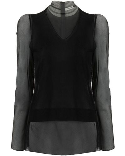 Undercover Layered High-neck Top - Black