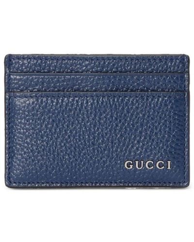 Gucci Porte-cartes en cuir à plaque logo - Bleu