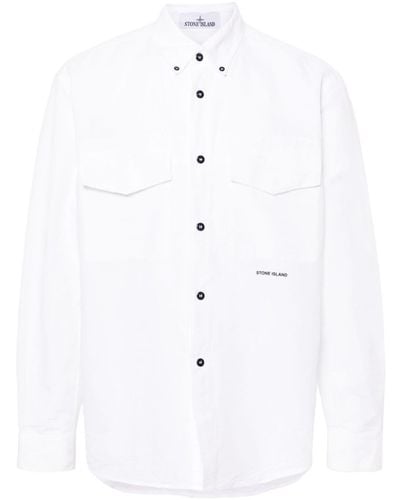 Stone Island Rubberised-logo Shirt - White