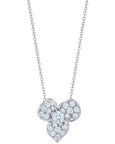 Kwiat Pendentif fleur en or blanc 18ct orné de diamants - Métallisé