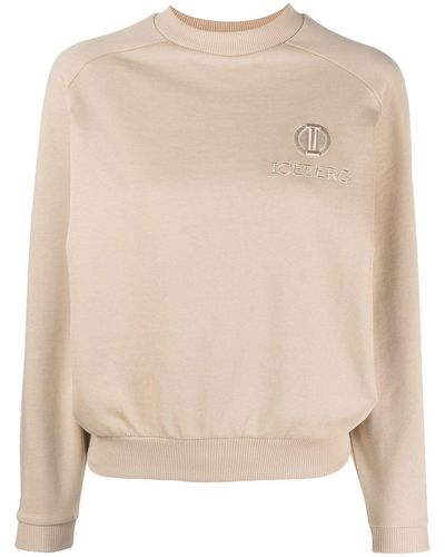 Iceberg Embroidered-logo Cotton Sweatshirt - Natural