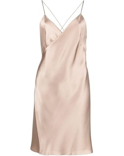 Michelle Mason Wrap-front Silk Mini Dress - Brown