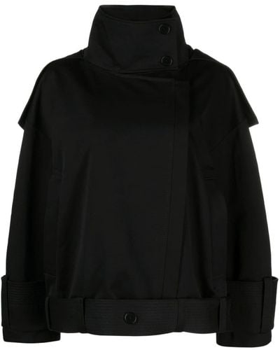 Aeron Off-centre-fastening Hooded Jacket - Black