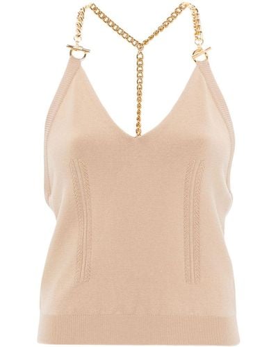 Moschino Chain-detailing Knitted Top - Natural