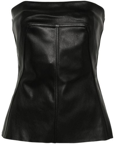 Rick Owens Haut bustier en cuir nappa - Noir