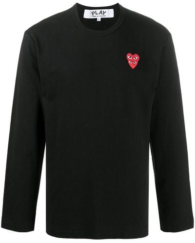 COMME DES GARÇONS PLAY Embroidered Two Heart T-shirt - Black