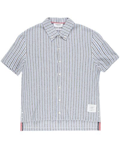 Thom Browne Striped Terry-cloth Shirt - Blue