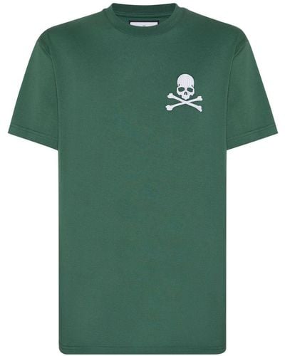 Philipp Plein T-Shirt mit Totenkopf-Stickerei - Grün