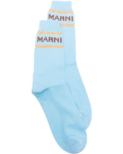 Marni Socken mit Jacquard-Logo - Blau