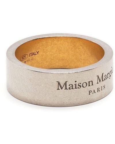 Maison Margiela Anello in argento sterling con logo inciso - Bianco