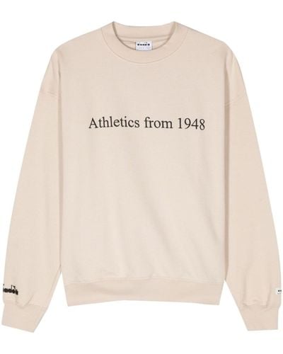 Diadora Embroidered-slogan Cotton Sweatshirt - Natural