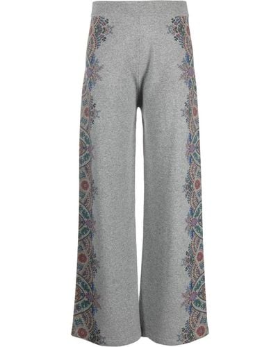 Etro Graphic-print Knitted Pants - Gray