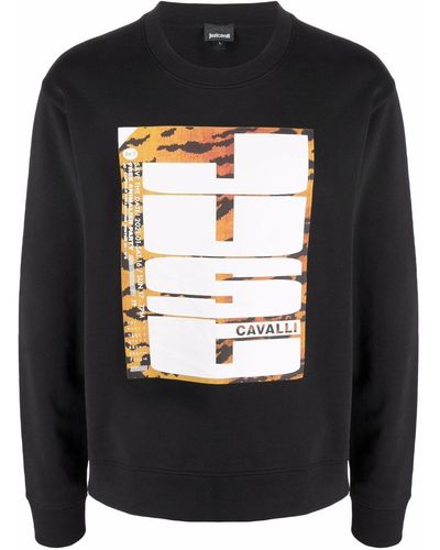 Just Cavalli Tiger-print Logo Sweatshirt - Black