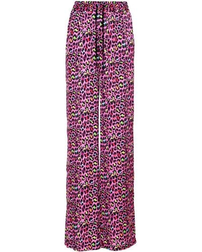 Nissa Animal-print Satin Trousers - Purple