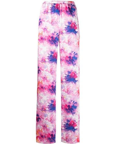 MSGM Floral-print Pants - Pink