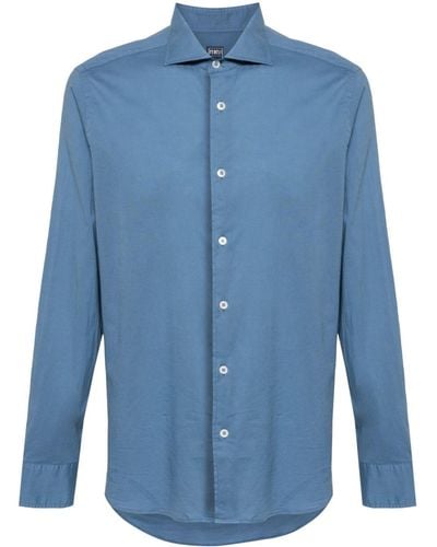 Fedeli Long-sleeves Cotton Shirt - Blue