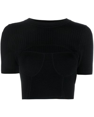 Sandro T-shirt crop con cut-out - Nero