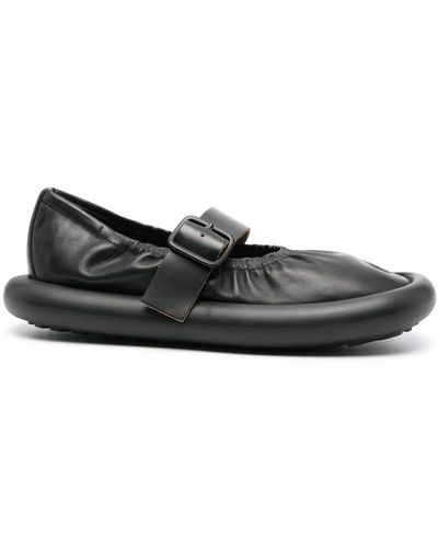 Camper Aqua Leather Ballerina Shoes - Black