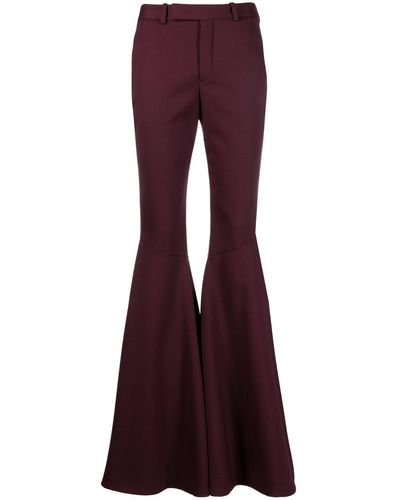 Saint Laurent High-Waisted Flared Trousers - Purple