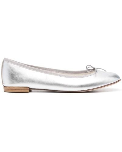 Repetto Metallic Bow-detail Ballerina Shoes - White