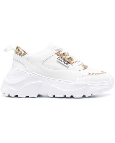 Versace Sneakers in pelle con glitter - Bianco