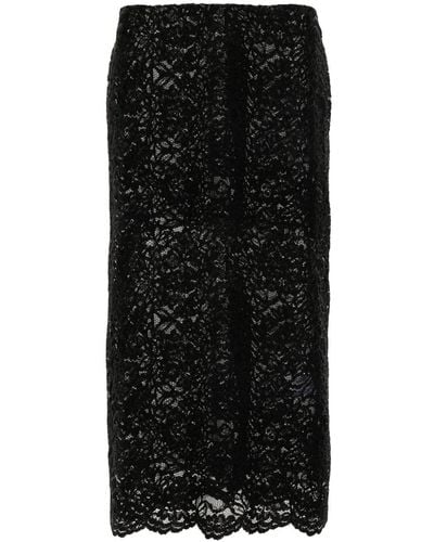 Simone Rocha Corded Lace Pencil Skirt - Black