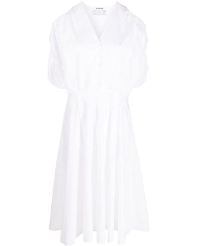 Vivetta Cold-shoulder Pleated Midi Dress - White